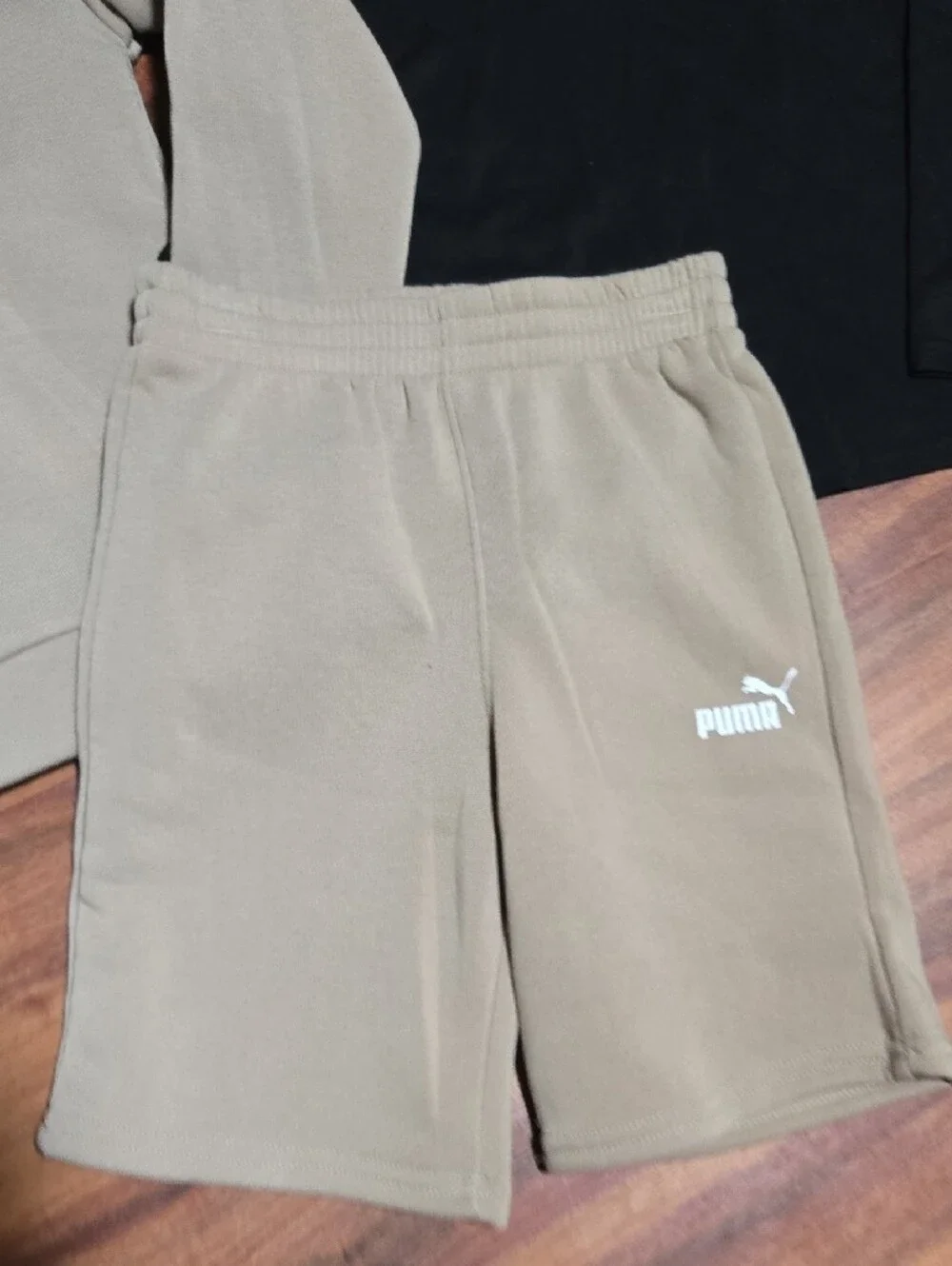 Puma Kids Tan Hoodie & Shorts Set Kids Size 8 New Hoodie+short+long Sleeve Shirt